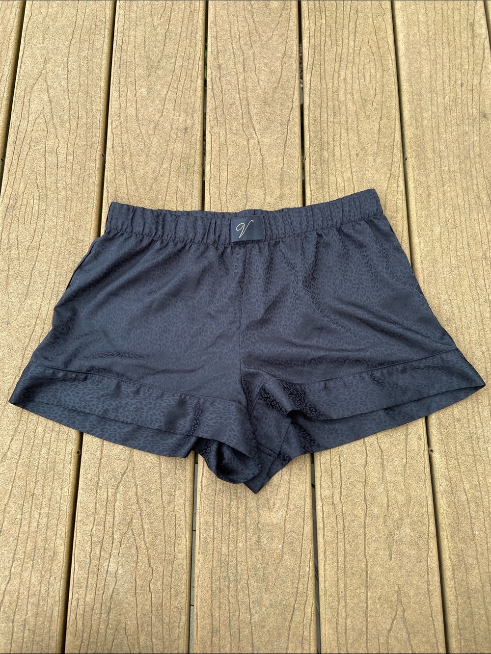 Victoria’s Secret Black Cheetah Print Women's Satin Sleep Shorts Size Medium